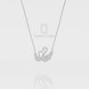 Natural Black Onyx Mother Child Swan Pendant Necklace with Moissanite (18" Chain)