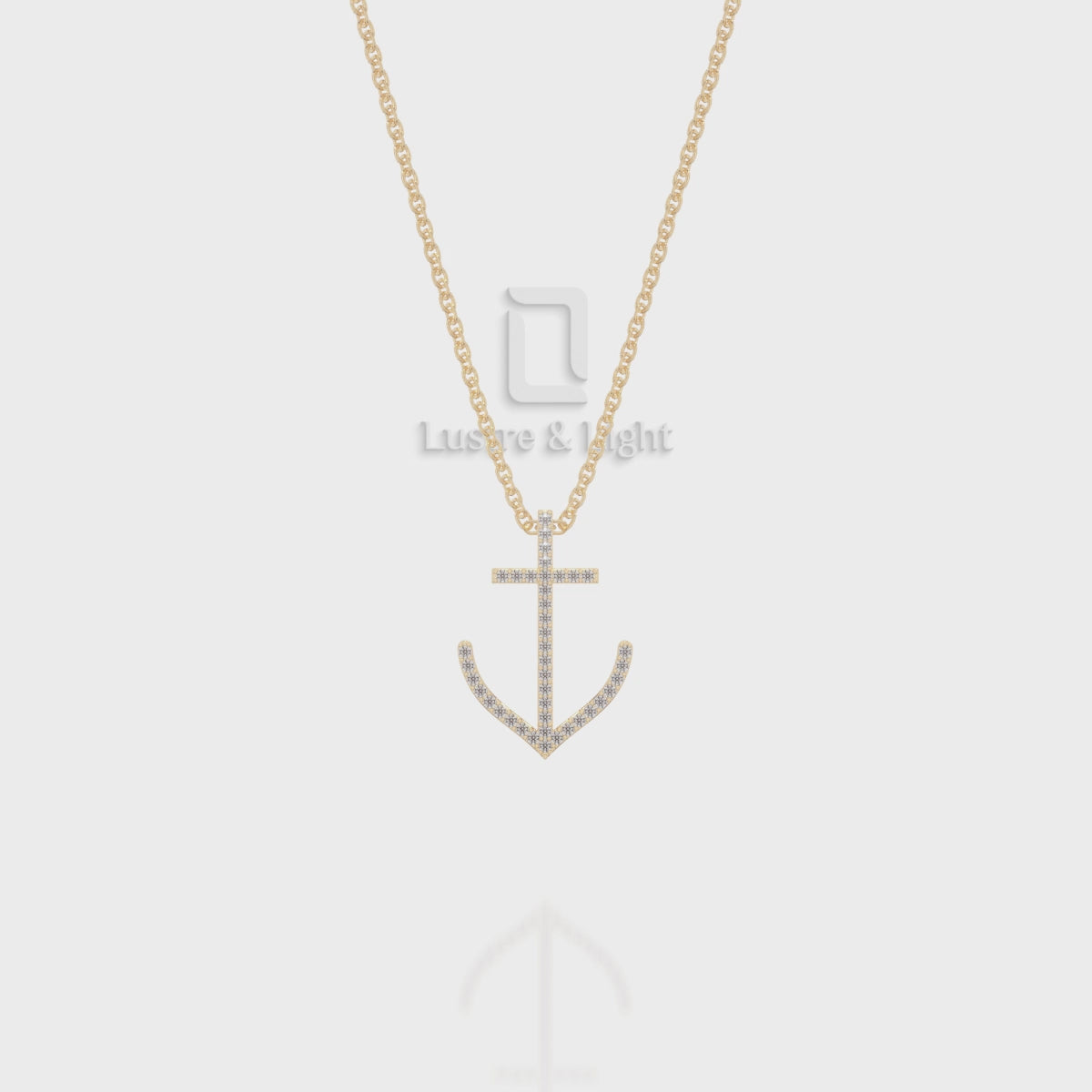 Natural Black Onyx Anchor Pendant Necklace with 18" Chain