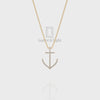 Natural Black Onyx Anchor Pendant Necklace with 18" Chain