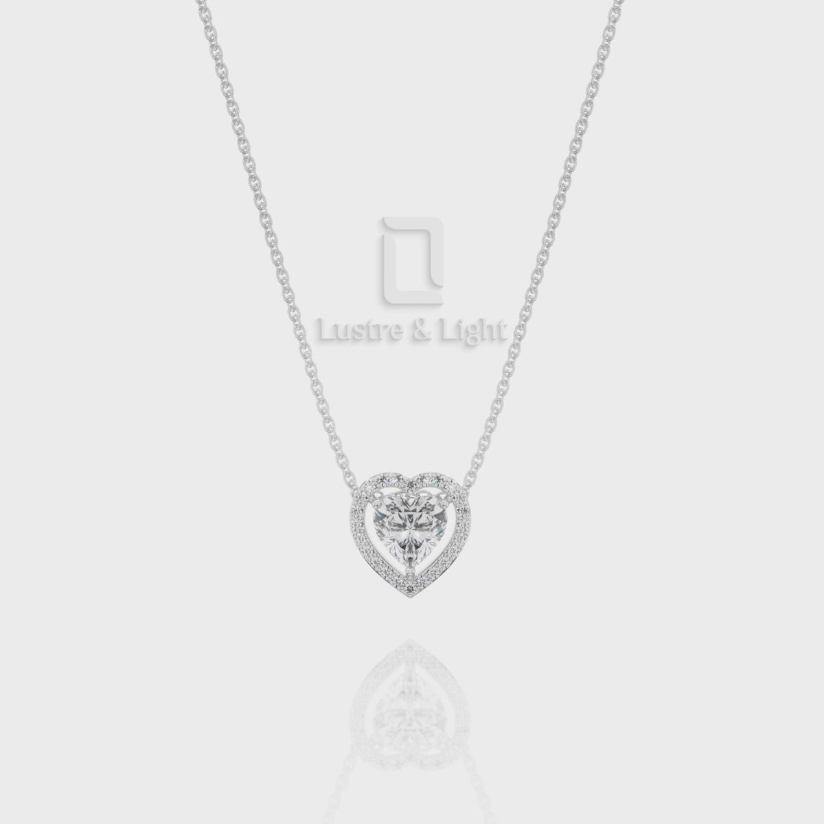 Moissanite Solitaire Halo Pendant Necklace with 18" Chain