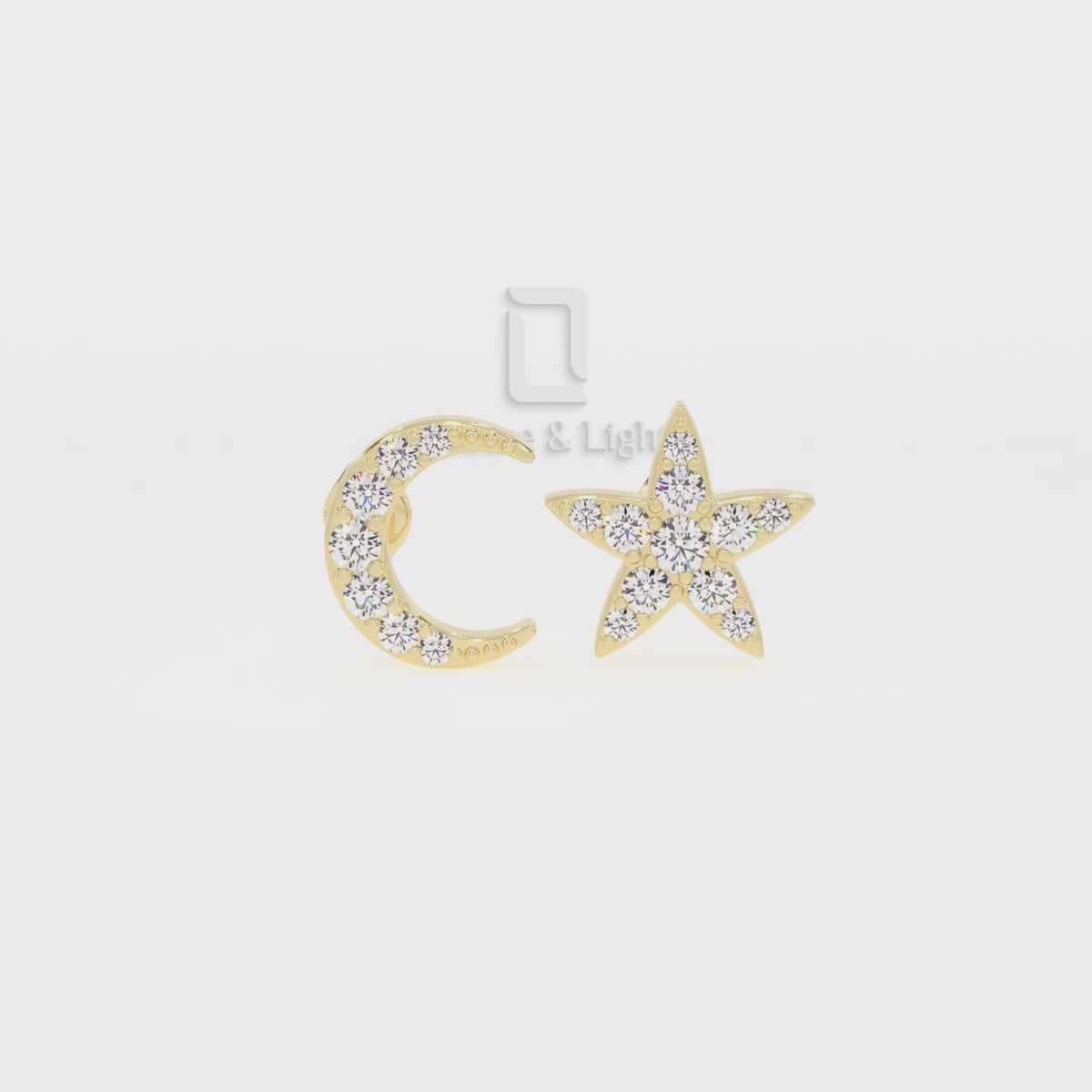 Moissanite Moon Star Stud Earrings for Women