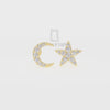 Moissanite Moon Star Stud Earrings for Women