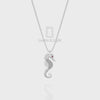 Natural Black Onyx Sea Horse Pendant Necklace with Moissanite (18" Chain)