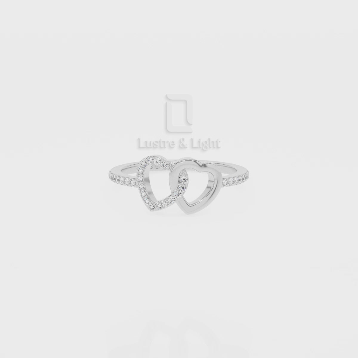 Moissanite Interlocking Heart Promise Rings for Women