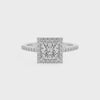 lab-grown moissanite princess half eterity halo solitaire engagement ring