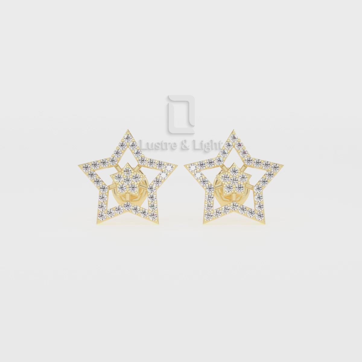 Natural Citrine Star Stud Earrings for Women with Moissanite