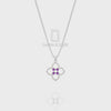 Natural Black Onyx 4 Petal Flower Pendant Necklace with Moissanite (18" Chain)