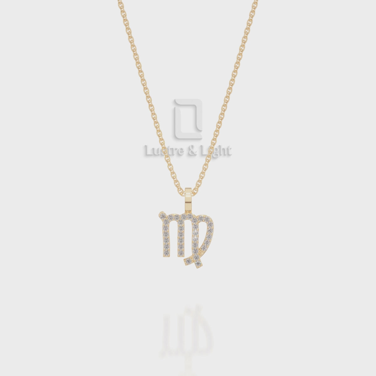 Moissanite Virgo Zodiac Sign Pendant Necklace with 18" Chain