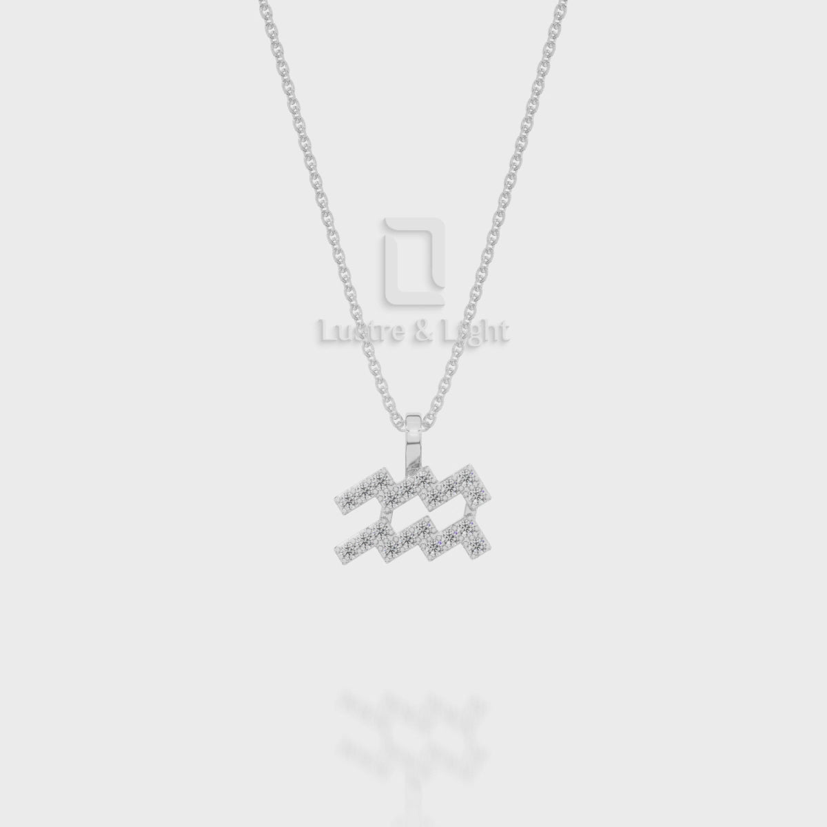 Moissanite Aquarius Zodiac Sign Pendant Necklace with 18" Chain