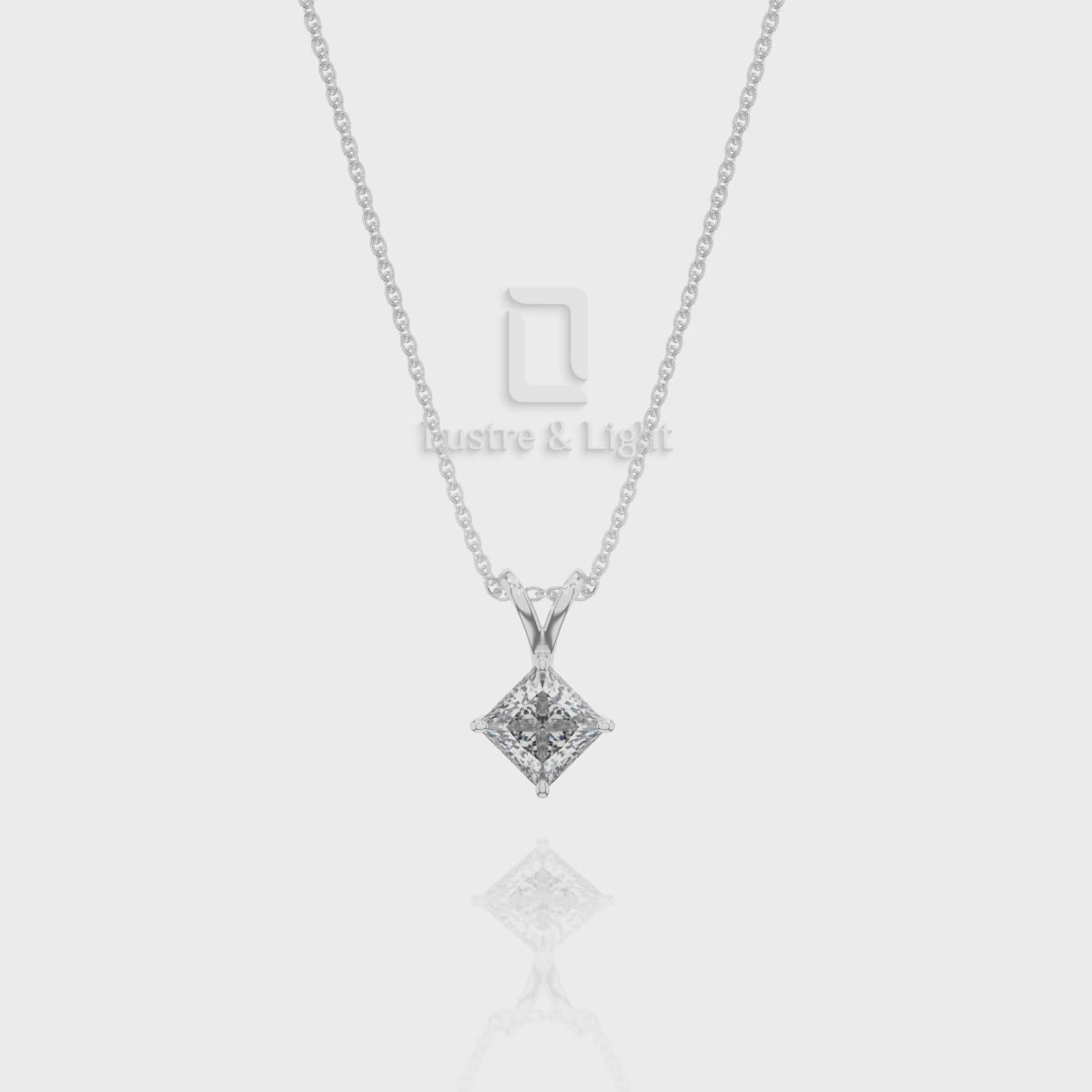 Moissanite V-Bale Solitaire Pendant Necklace with 18" Chain