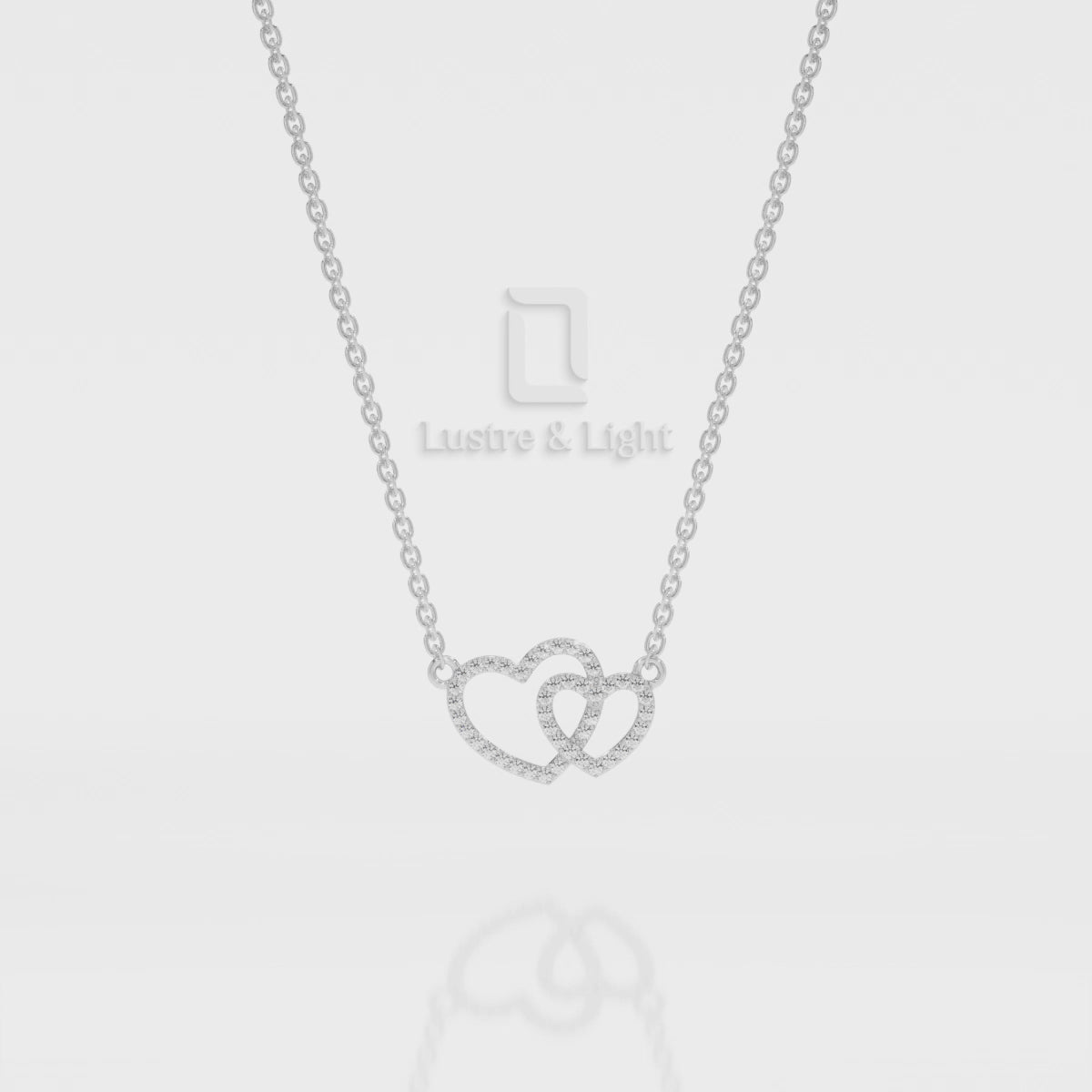 Natural Black Onyx Heart in Heart Pendant Necklace with 18" Chain