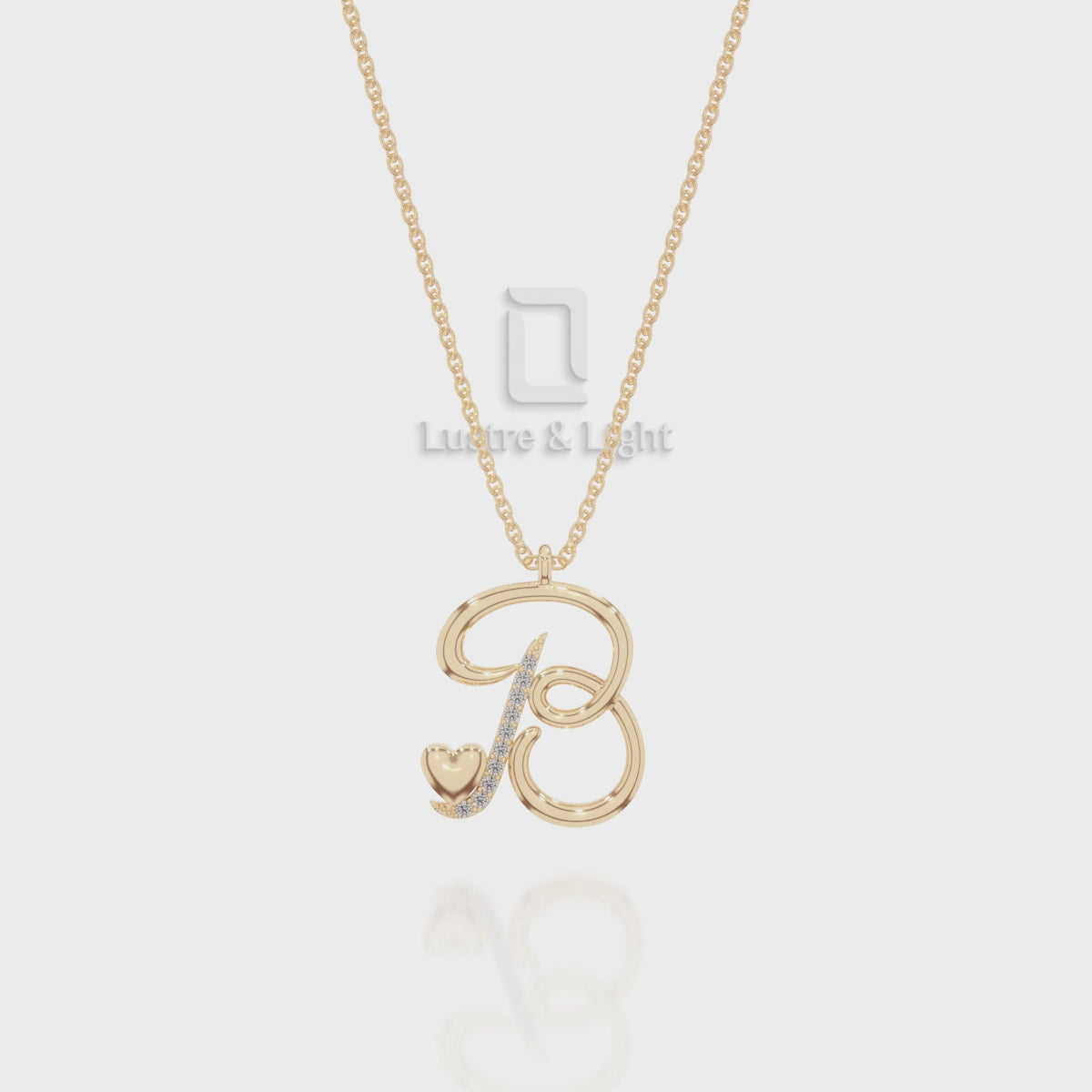 Moissanite Initials Pendant Necklace for Women with 18" Chain