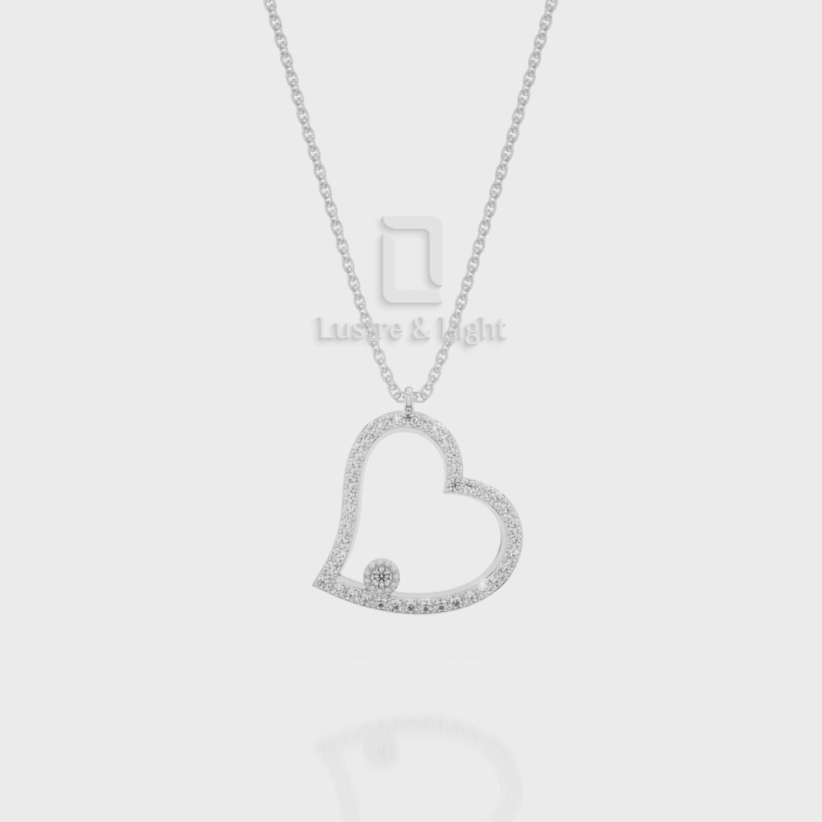 Natural Black Onyx Heart Pendant Necklace with Moissanite (18" Chain)