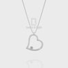 Natural Black Onyx Heart Pendant Necklace with Moissanite (18" Chain)