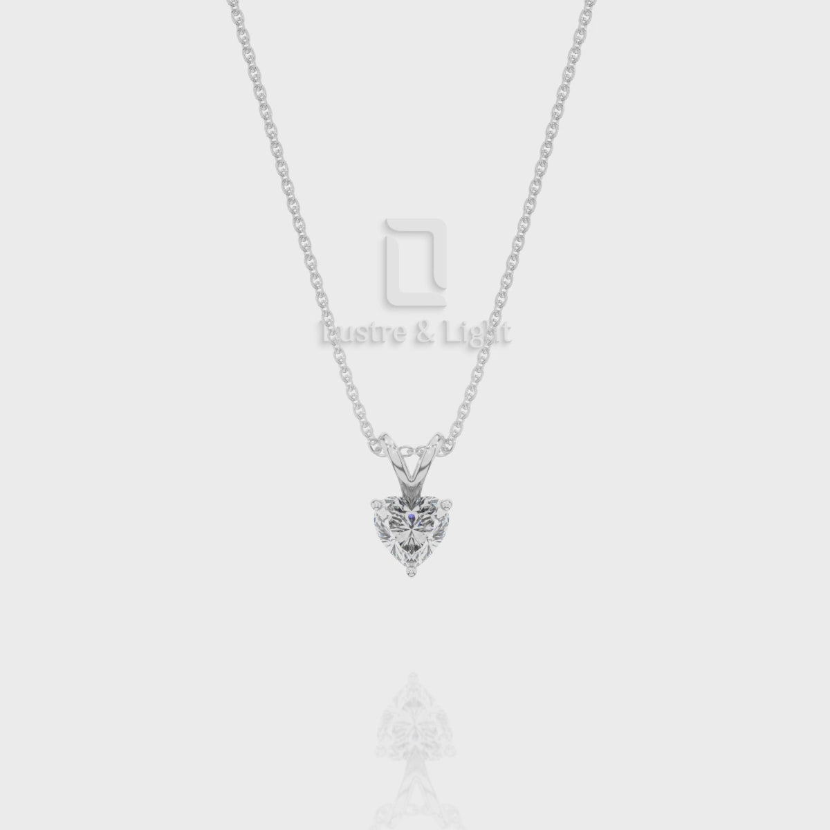 Moissanite V-Bale Solitaire Pendant Necklace with 18" Chain