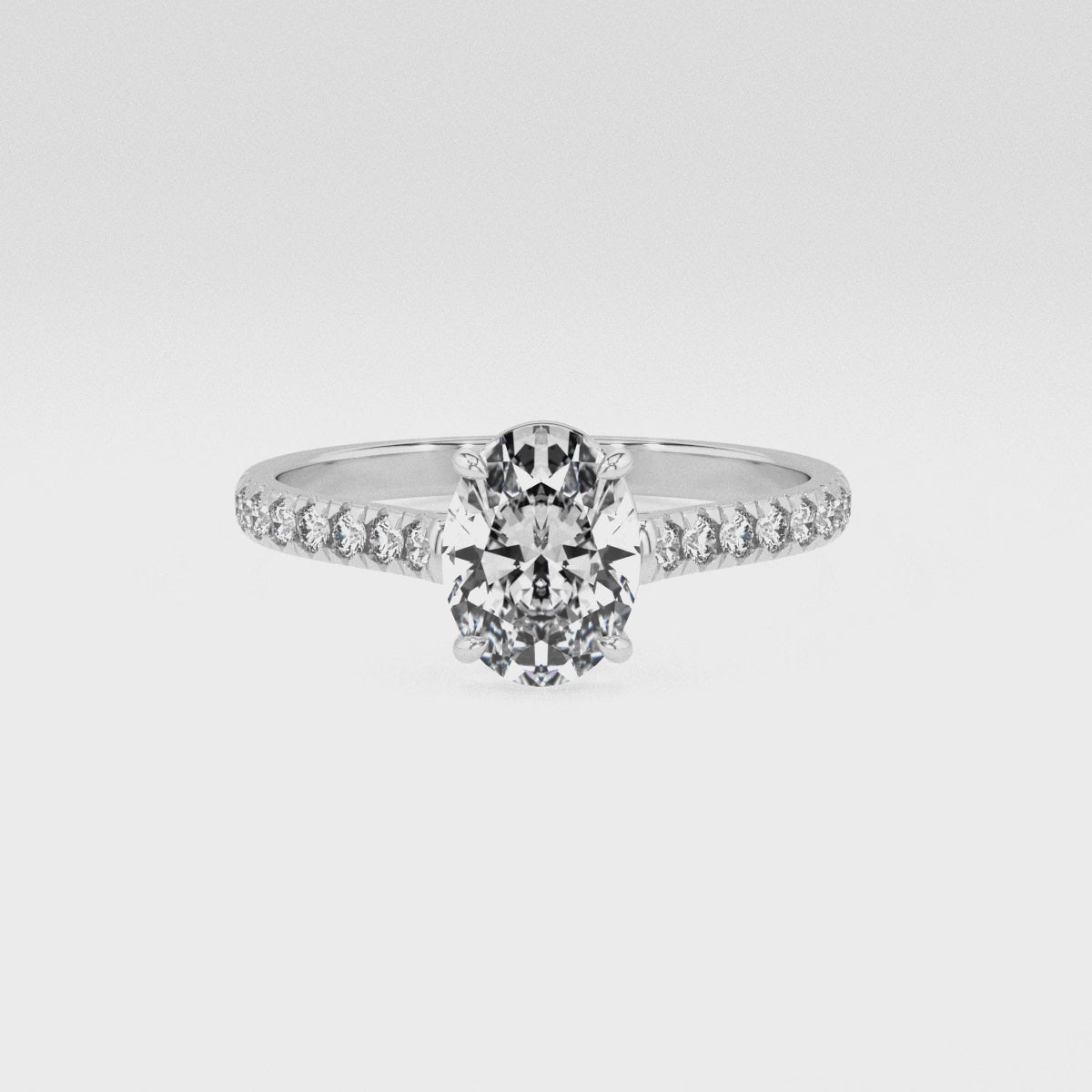 lab-grown moissanite oval half eterity solitaire engagement ring