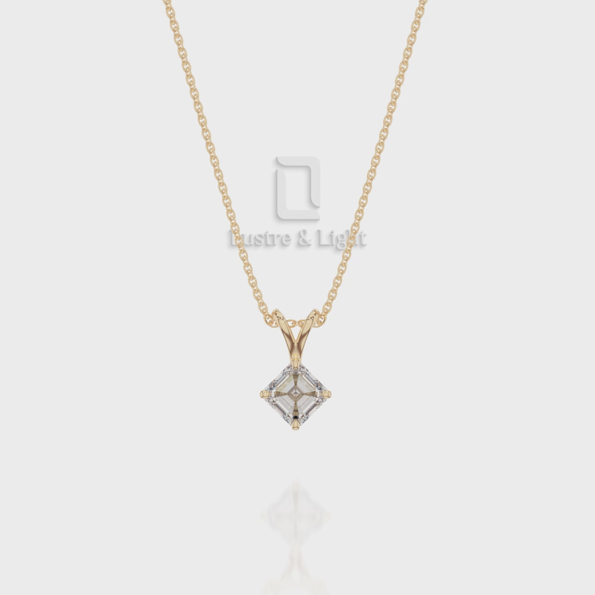Moissanite V-Bale Solitaire Pendant Necklace with 18" Chain