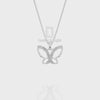 Natural Black Onyx Butterfly Pendant Necklace with 18" Chain