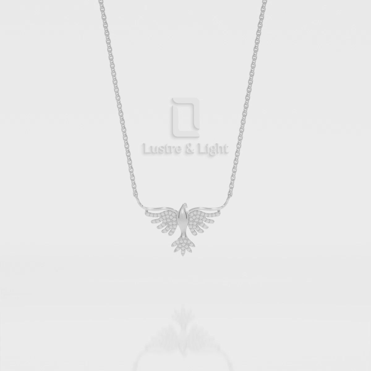 Natural Black Onyx Phoenix Eagle Pendant Necklace with 18" Chain