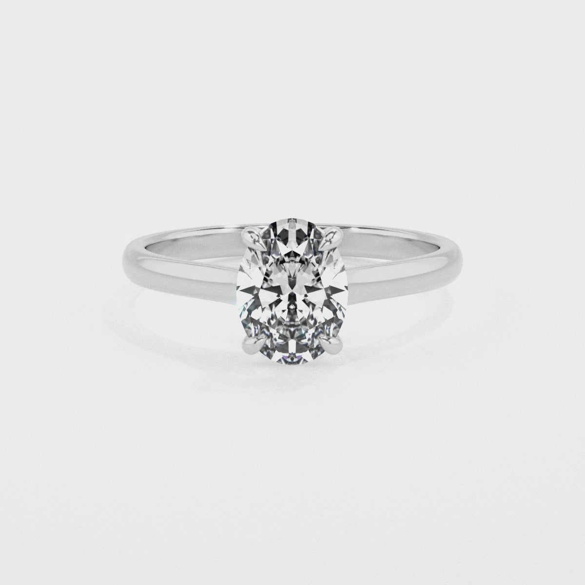 lab grown moissanite oval solitaire engagement ring