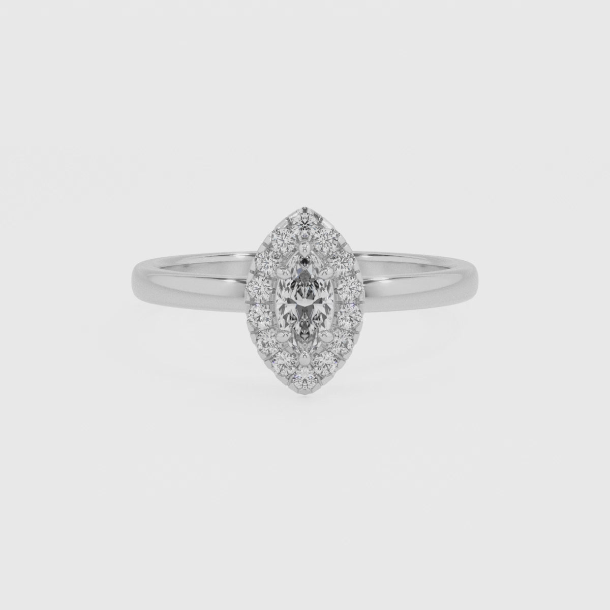 lab-grown moissanite marquise halo solitaire engagement ring