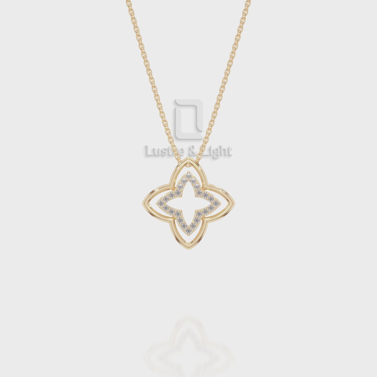Natural Pink Tourmaline 4 Petal Flower Pendant Necklace with 18" Chain