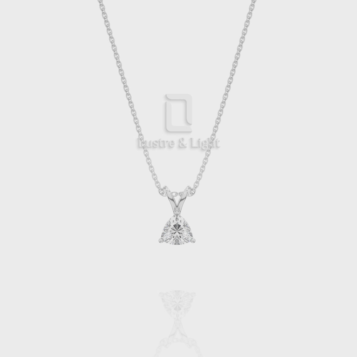 Moissanite V-Bale Solitaire Pendant Necklace with 18" Chain