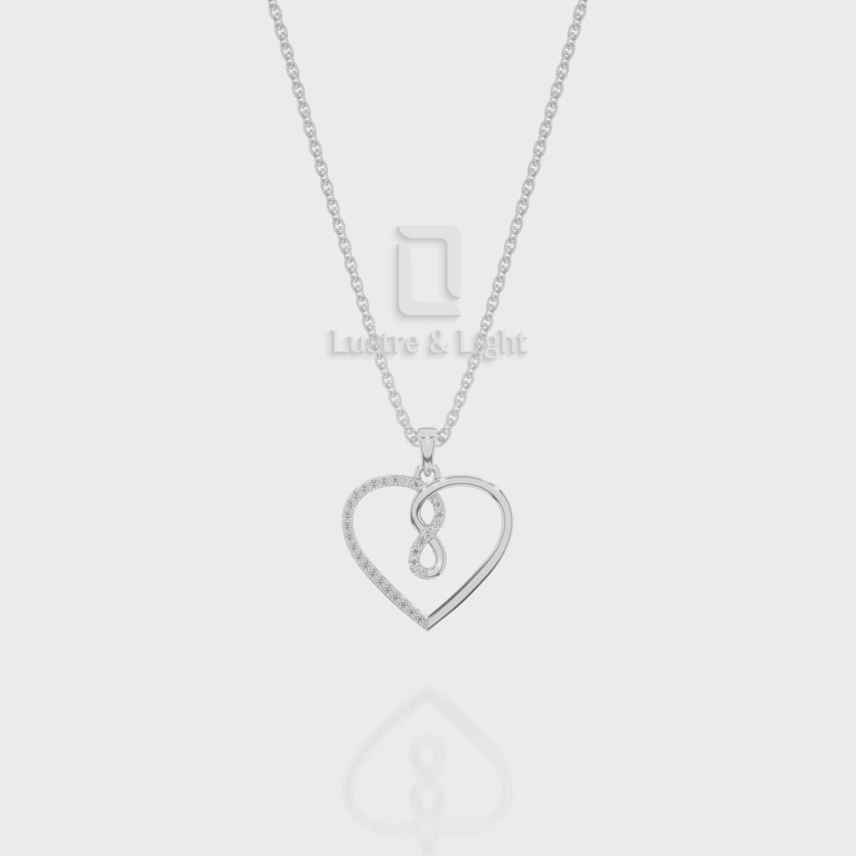 Natural Black Onyx Infinity Heart Pendant Necklace with 18" Chain