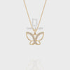 Natural Black Onyx Butterfly Pendant Necklace with 18" Chain