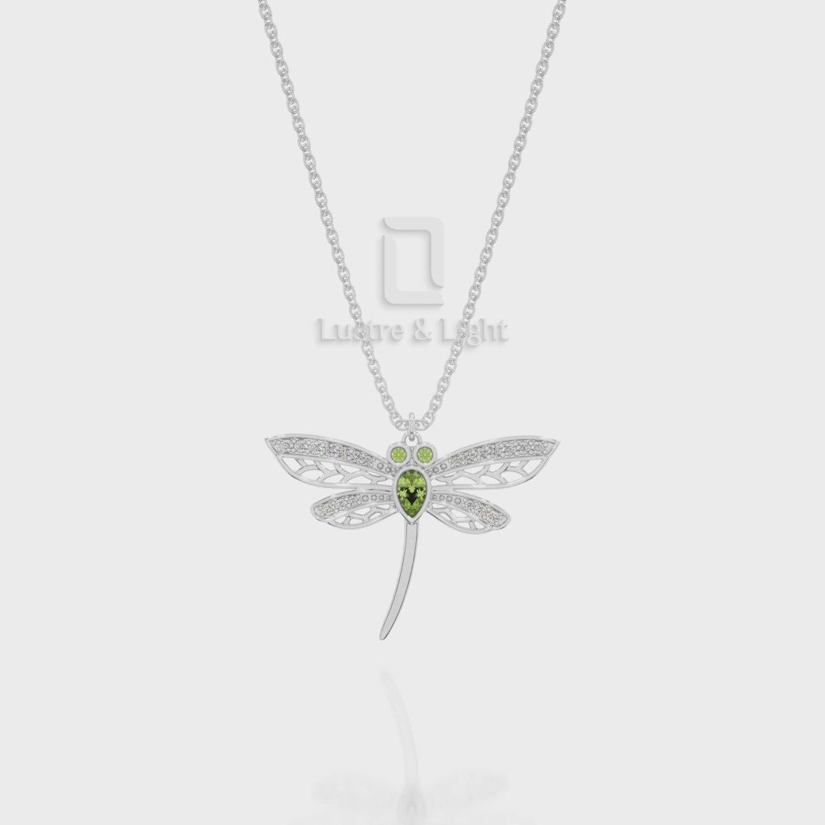 Natural Black Onyx Dragonfly Pendant Necklace with Moissanite (18" Chain)