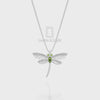 Natural Black Onyx Dragonfly Pendant Necklace with Moissanite (18" Chain)