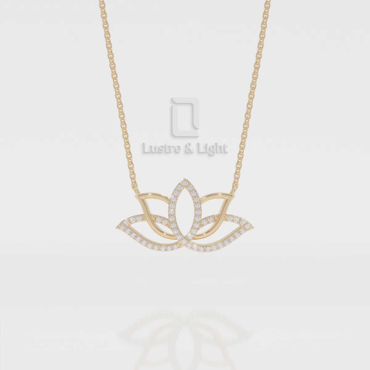Natural Black Onyx Lotus Flower Pendant Necklace with 18" Chain
