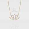 Natural Black Onyx Lotus Flower Pendant Necklace with 18" Chain
