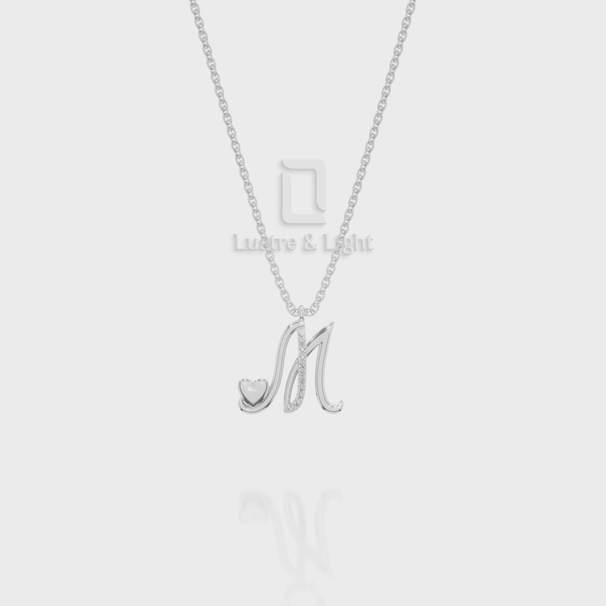 Moissanite Initials Pendant Necklace for Women with 18" Chain