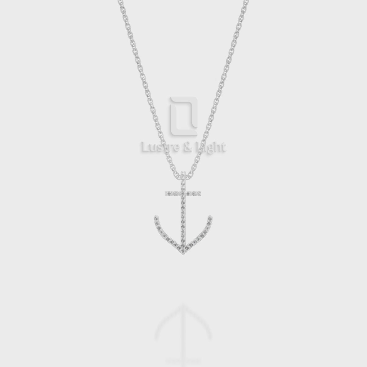 Natural Pink Tourmaline Anchor Pendant Necklace with 18" Chain