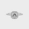 lab-grown moissanite asscher half eterity halo solitaire engagement ring