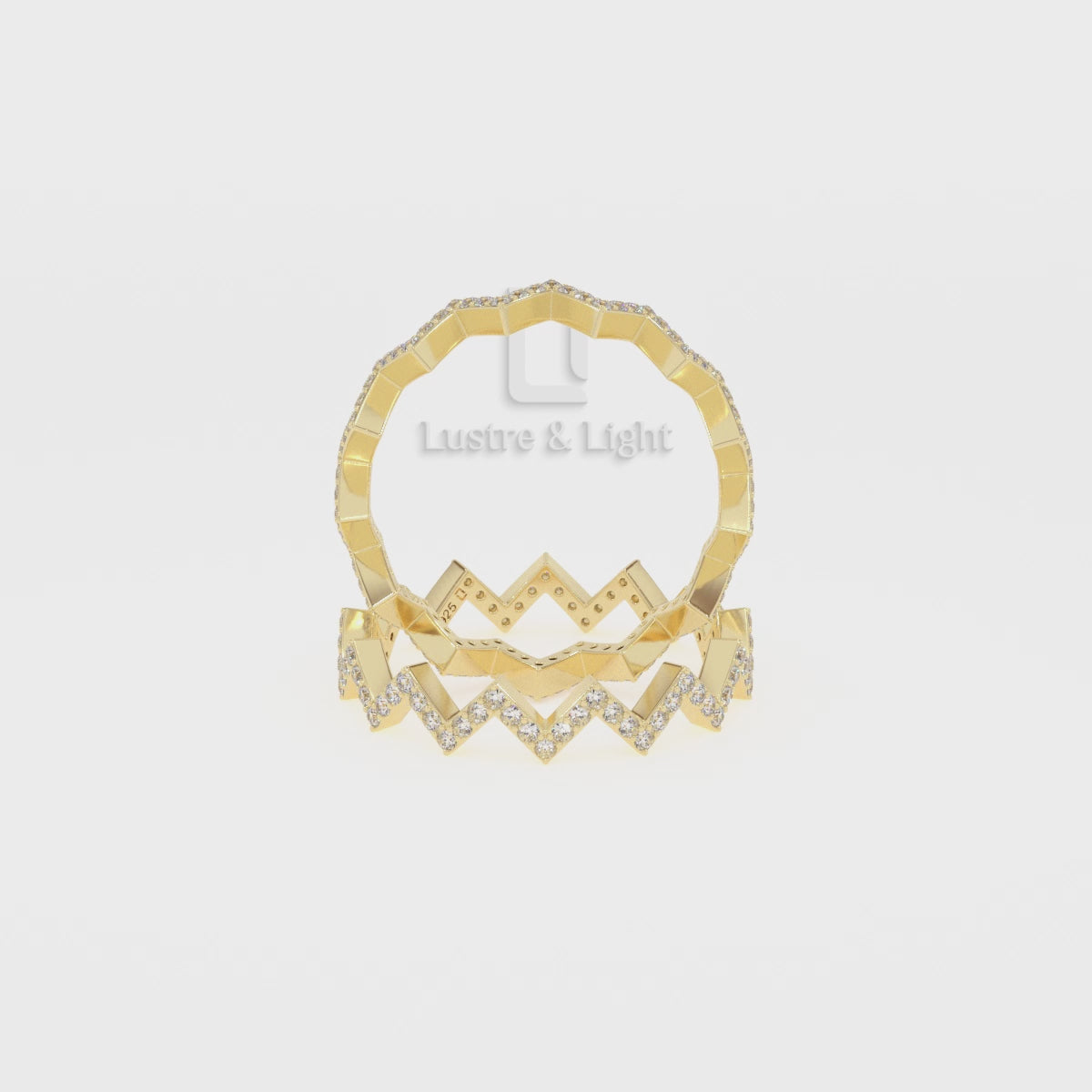 Natural Citrine Zig Zag Wedding Band Rings for Women