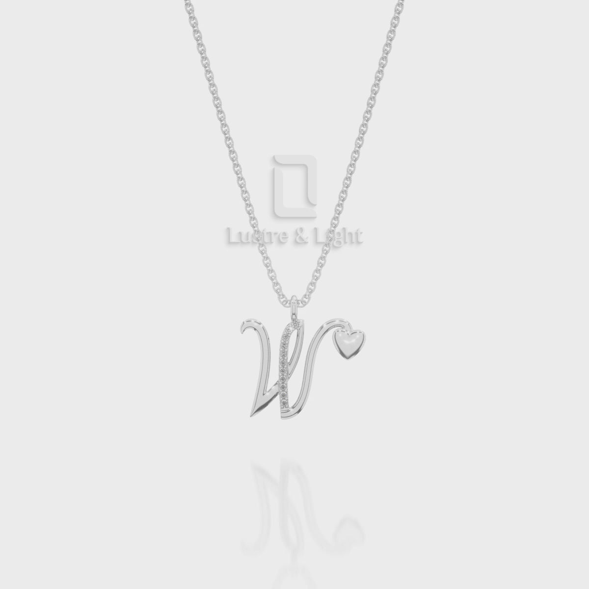 Moissanite Initials Pendant Necklace for Women with 18" Chain