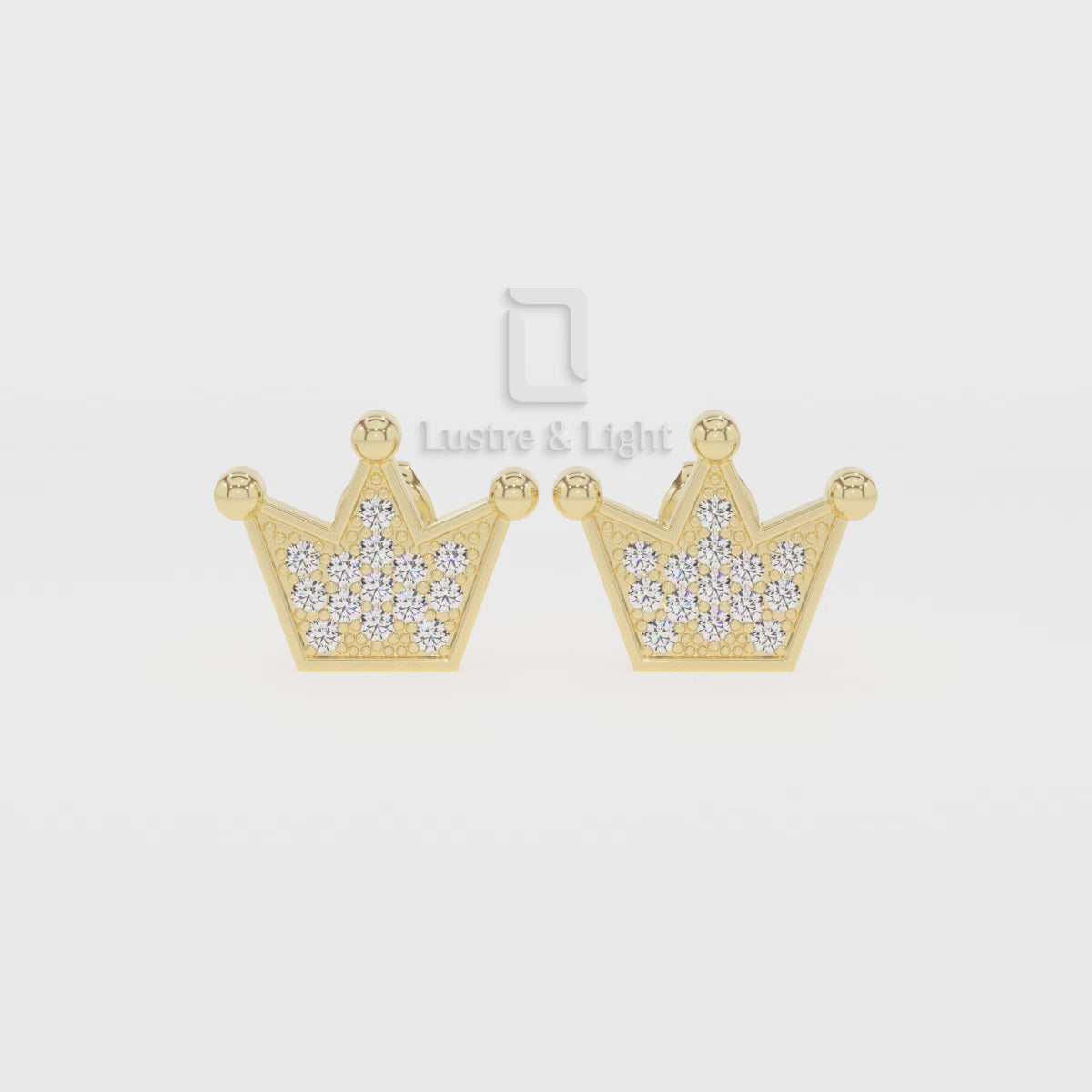 Natural Citrine Crown Stud Earrings for Women