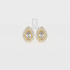 Natural Ruby Pear Halo Stud Earrings for Women with Moissanite