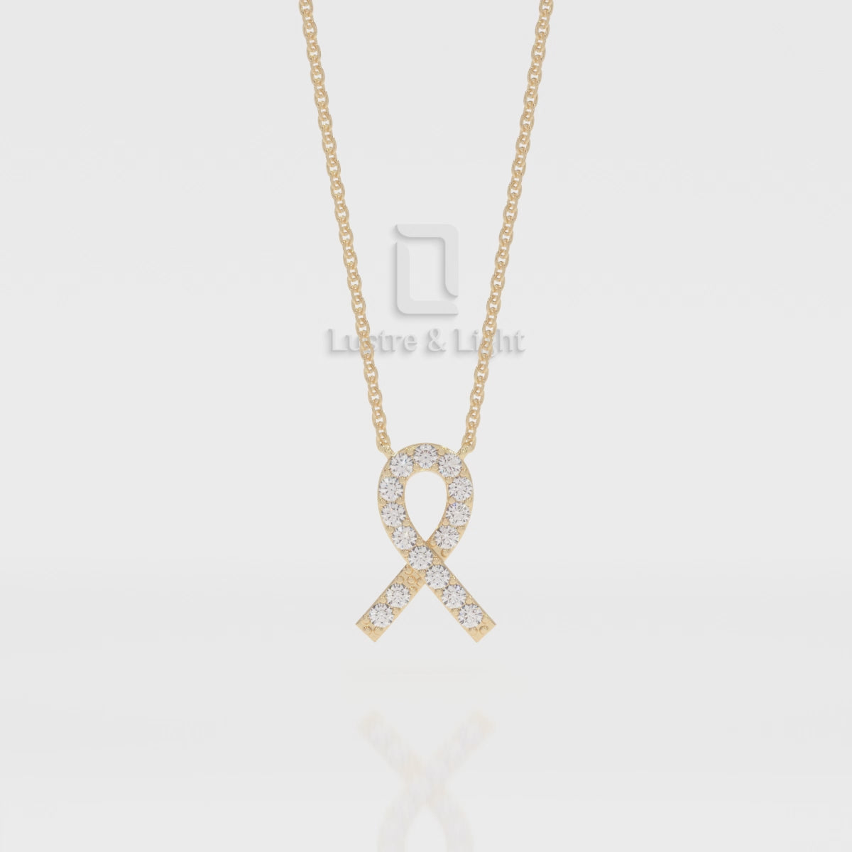 Natural Black Onyx Cancer Ribbon Pendant Necklace with 18" Chain