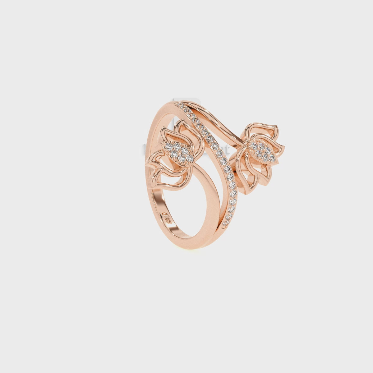 Natural Pink Tourmaline Lotus Blossom Rings for Women with Moissanite