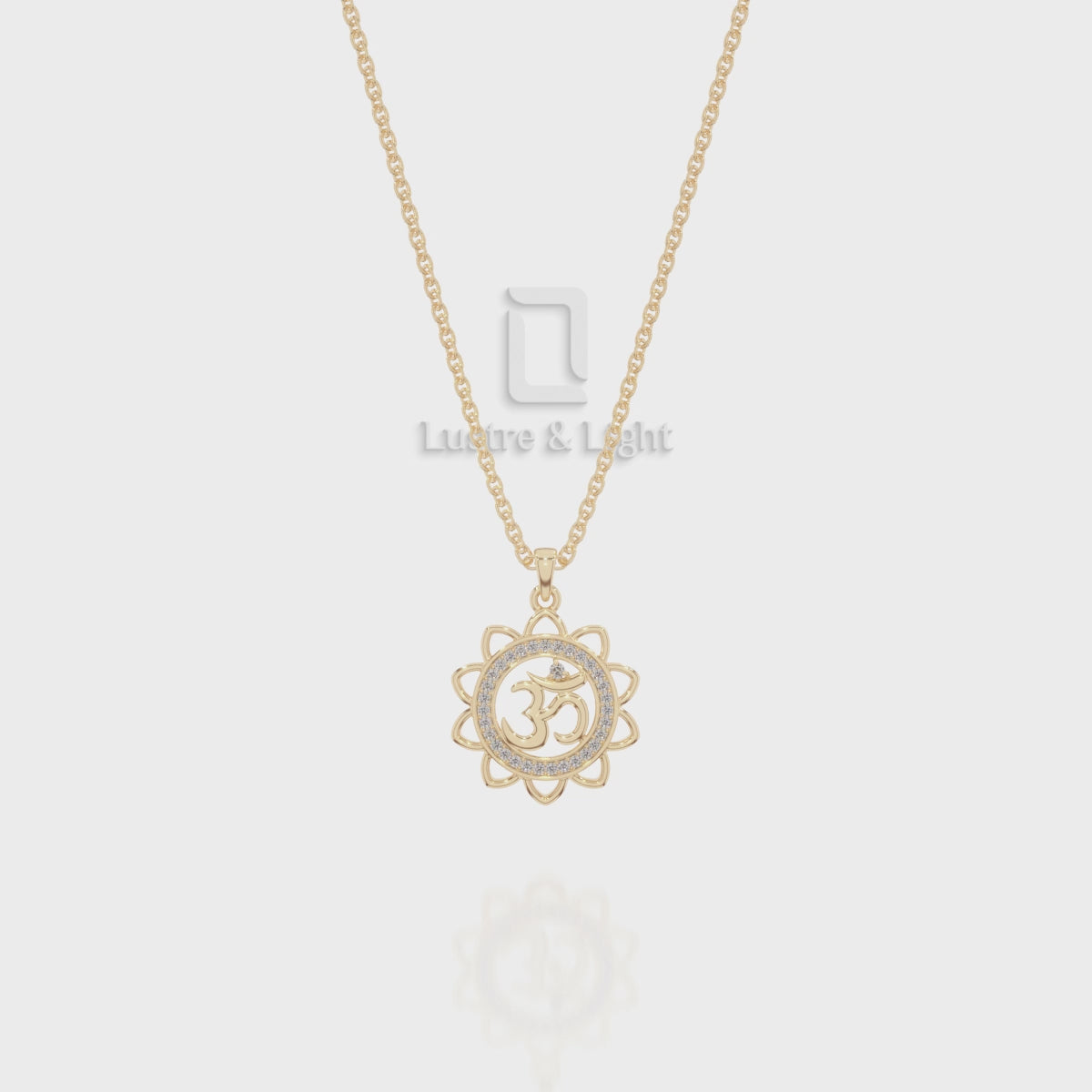 Natural Black Onyx Om Symbol Pendant Necklace with Moissanite (18" Chain)