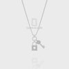 Natural Black Onyx Lock & Key Pendant Necklace with 18" Chain