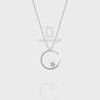 Natural Black Onyx Moon & Star Pendant Necklace with 18" Chain