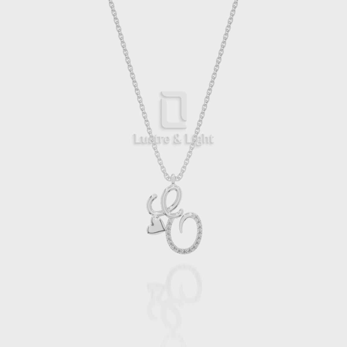 Moissanite Initials Pendant Necklace for Women with 18" Chain