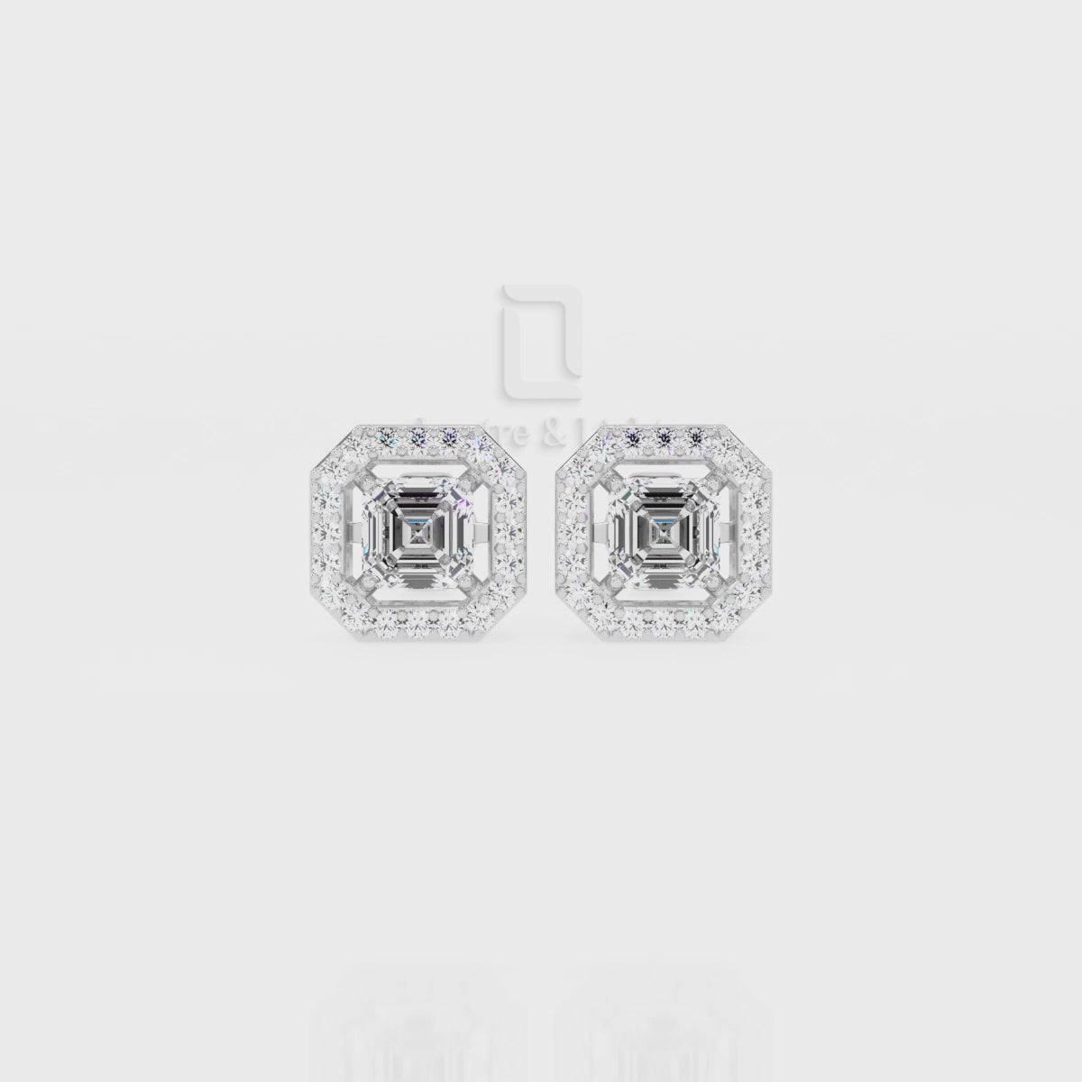 Moissanite Asscher Halo Stud Earrings for Women