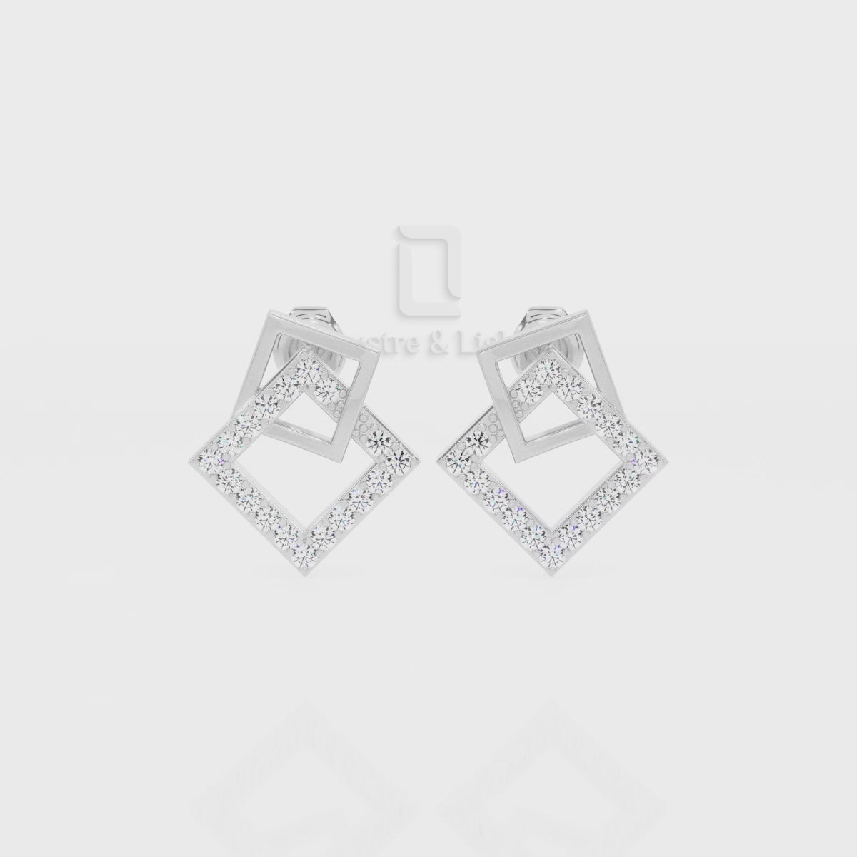 Natural Citrine Square Stud Earrings for Women
