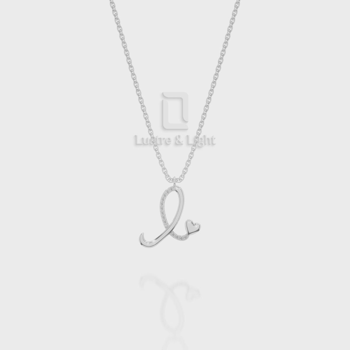 Moissanite Initials Pendant Necklace for Women with 18" Chain