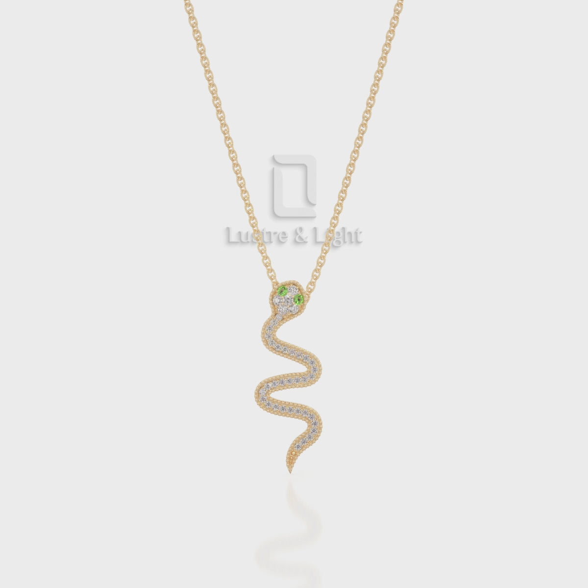 Natural Black Onyx Snake Pendant Necklace with Moissanite (18" Chain)